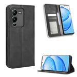 For vivo V25 Pro / S15 Pro Magnetic Buckle Retro Texture Leather Phone Case(Black)