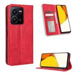 For vivo Y35 4G / Y22s 4G / Y22 4G 2022 Magnetic Buckle Retro Texture Leather Phone Case(Red)