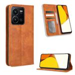 For vivo Y35 4G / Y22s 4G / Y22 4G 2022 Magnetic Buckle Retro Texture Leather Phone Case(Brown)