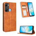 For Infinix Hot 12 Pro X668C Magnetic Buckle Retro Texture Leather Phone Case(Brown)