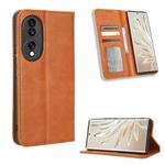 For Honor 70 5G Magnetic Buckle Retro Texture Leather Phone Case(Brown)