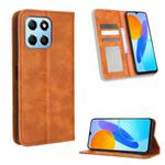 For Honor X8 5G Magnetic Buckle Retro Texture Leather Phone Case(Brown)