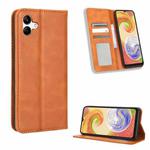 For Samsung Galaxy A04 Magnetic Buckle Retro Texture Leather Phone Case(Brown)