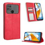 For Xiaomi Poco C40 Magnetic Buckle Retro Texture Leather Phone Case(Red)