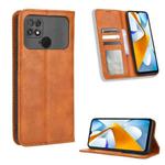 For Xiaomi Poco C40 Magnetic Buckle Retro Texture Leather Phone Case(Brown)