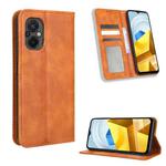 For Xiaomi Poco M5 Magnetic Buckle Retro Texture Leather Phone Case(Brown)