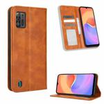 For ZTE Blade A52 Lite Magnetic Buckle Retro Texture Leather Phone Case(Brown)