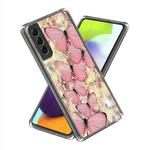 For Samsung Galaxy S23+ 5G Colored Drawing Clear TPU Phone Protective Case(Pink Butterfly)