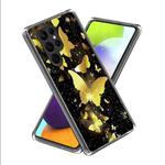 For Samsung Galaxy S23 Ultra 5G Colored Drawing Clear TPU Phone Protective Case(Gold Butterfly)