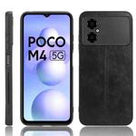 For Xiaomi Poco M4 5G Sewing Cow Pattern Skin PC + PU + TPU Phone Case(Black)