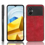 For Xiaomi Poco M5 4G Sewing Cow Pattern Skin PC + PU + TPU Phone Case(Red)