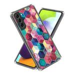 For Samsung Galaxy S23 5G Colored Drawing Clear TPU Phone Protective Case(Color Hexagon)