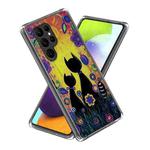 For Samsung Galaxy S23 Ultra 5G Colored Drawing Clear TPU Phone Protective Case(Graffiti Cat)