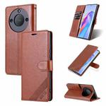 For Honor X40 AZNS Sheepskin Texture Flip Leather Phone Case(Brown)