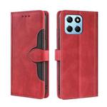 For Honor X8 5G/X6 Skin Feel Magnetic Buckle Leather Phone Case(Red)