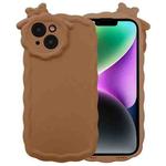 For iPhone 14 Bowknot Liquid Silicone Phone Case(Brown)