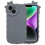 For iPhone 14 Plus Bowknot Liquid Silicone Phone Case(Grey)