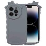 For iPhone 14 Pro Bowknot Liquid Silicone Phone Case(Grey)