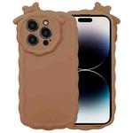 For iPhone 14 Pro Max Bowknot Liquid Silicone Phone Case(Brown)