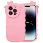 For iPhone 14 Pro Max Bowknot Liquid Silicone Phone Case(Pink)