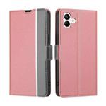 For Samsung Galaxy A04 Twill Texture Side Buckle Leather Phone Case(Pink)