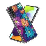 For Samsung Galaxy S23+ 5G Colored Drawing Clear TPU Phone Protective Case(Color Flower)