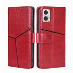 For Motorola Moto E22/E22i Geometric Stitching Horizontal Flip Leather Phone Case(Red)