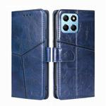 For Honor X8 5G/X6 Geometric Stitching Horizontal Flip Leather Phone Case(Blue)