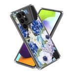 For Samsung Galaxy S23 Ultra 5G Colored Drawing Clear TPU Phone Protective Case(Blue Purple Flower)