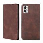 For Motorola Moto E22/E22i Skin Feel Magnetic Horizontal Flip Leather Phone Case(Dark Brown)