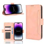 For iPhone 14 Pro Max Skin Feel Calf Texture Card Slots Leather Phone Case(Pink)
