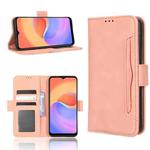 For ZTE Blade A52 Lite Skin Feel Calf Texture Card Slots Leather Phone Case(Pink)