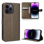 For iPhone 14 Pro Diamond Texture Leather Phone Case(Brown)