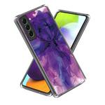 For Samsung Galaxy S23 5G Colored Drawing Clear TPU Phone Protective Case(Watercolor Dark Purple)