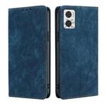 For Motorola Moto E22/E22i RFID Anti-theft Brush Magnetic Leather Phone Case(Blue)
