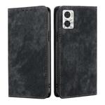 For Motorola Moto E22/E22i RFID Anti-theft Brush Magnetic Leather Phone Case(Black)
