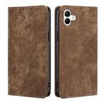 For Samsung Galaxy A04 RFID Anti-theft Brush Magnetic Leather Phone Case(Brown)