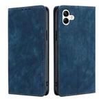 For Samsung Galaxy A04 RFID Anti-theft Brush Magnetic Leather Phone Case(Blue)
