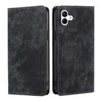 For Samsung Galaxy A04 RFID Anti-theft Brush Magnetic Leather Phone Case(Black)