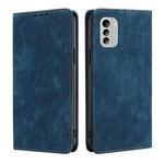 For Nokia G60 5G RFID Anti-theft Brush Magnetic Leather Phone Case(Blue)