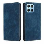 For Honor X8 5G/X6 RFID Anti-theft Brush Magnetic Leather Phone Case(Blue)