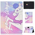 Electric Pressed Left Right Flat Feather Case with Sleep Function Pen Cover & Card Slot & Holder(Pink Horse)