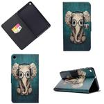 Electric Pressed Left Right Flat Feather Case with Sleep Function Pen Cover & Card Slot & Holder(Elephant)