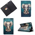 Electric Pressed Left Right Flat Feather Case with Sleep Function Pen Cover & Card Slot & Holder(Elephant)