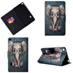 Electric Pressed Left Right Flat Feather Case with Sleep Function Pen Cover & Card Slot & Holder(Elephant)