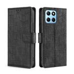For Honor X8 5G/X6 Skin Feel Crocodile Magnetic Clasp Leather Phone Case(Black)