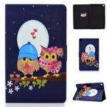 Electric Pressed Left Right Flat Feather Case with Sleep Function Pen Cover & Card Slot & Holder(Couple Owls)