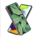 For Samsung Galaxy S23 5G Colored Drawing Clear TPU Phone Protective Case(Green Leaves)