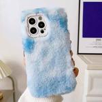 For iPhone 14 Gradient Color Plush TPU Phone Case(Blue)