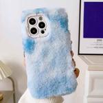 For iPhone 13 Gradient Color Plush TPU Phone Case(Blue)